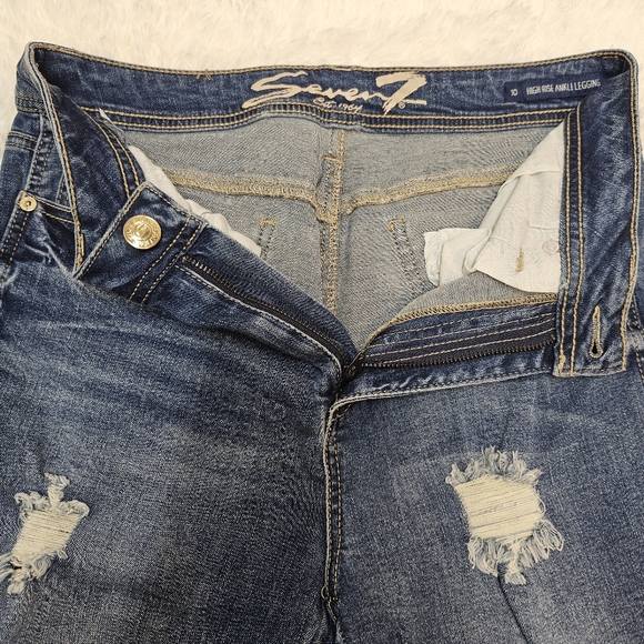 Seven7 Size 10 High Rise Ankle Legging Distressed Cuff Jeans - Picture 7 of 11